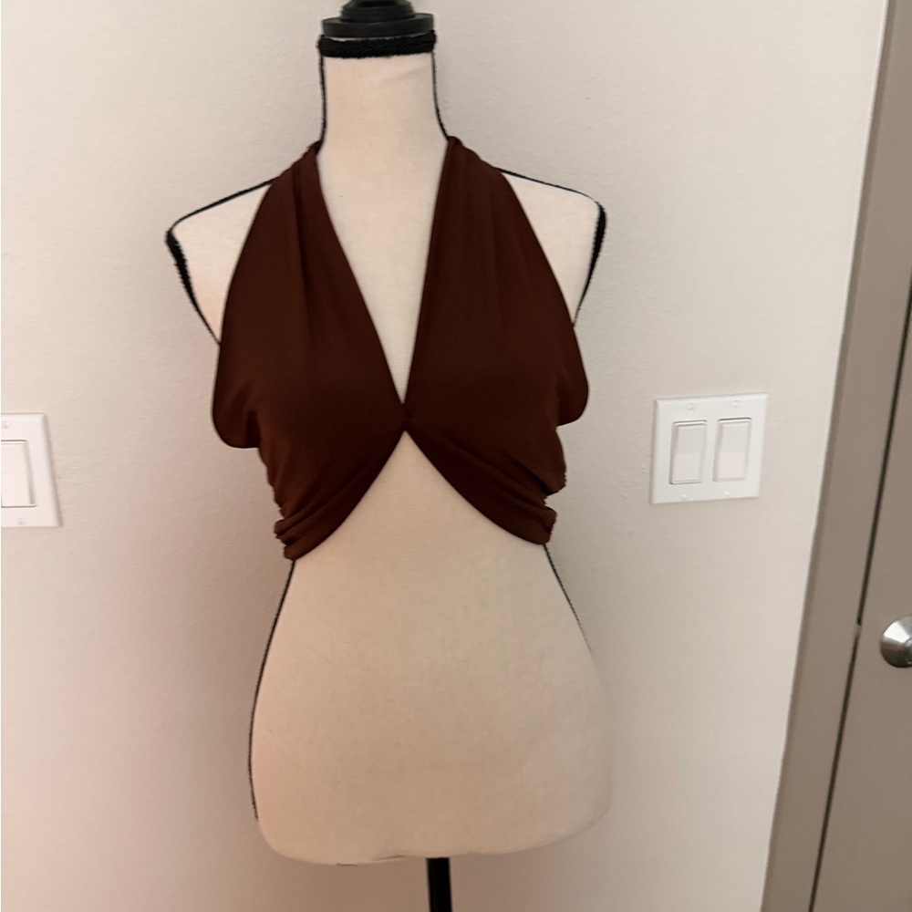 Forever 21 Deep Brown Halter Crop Top